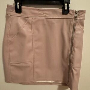 Elegant Pink Faux Leather Skirt